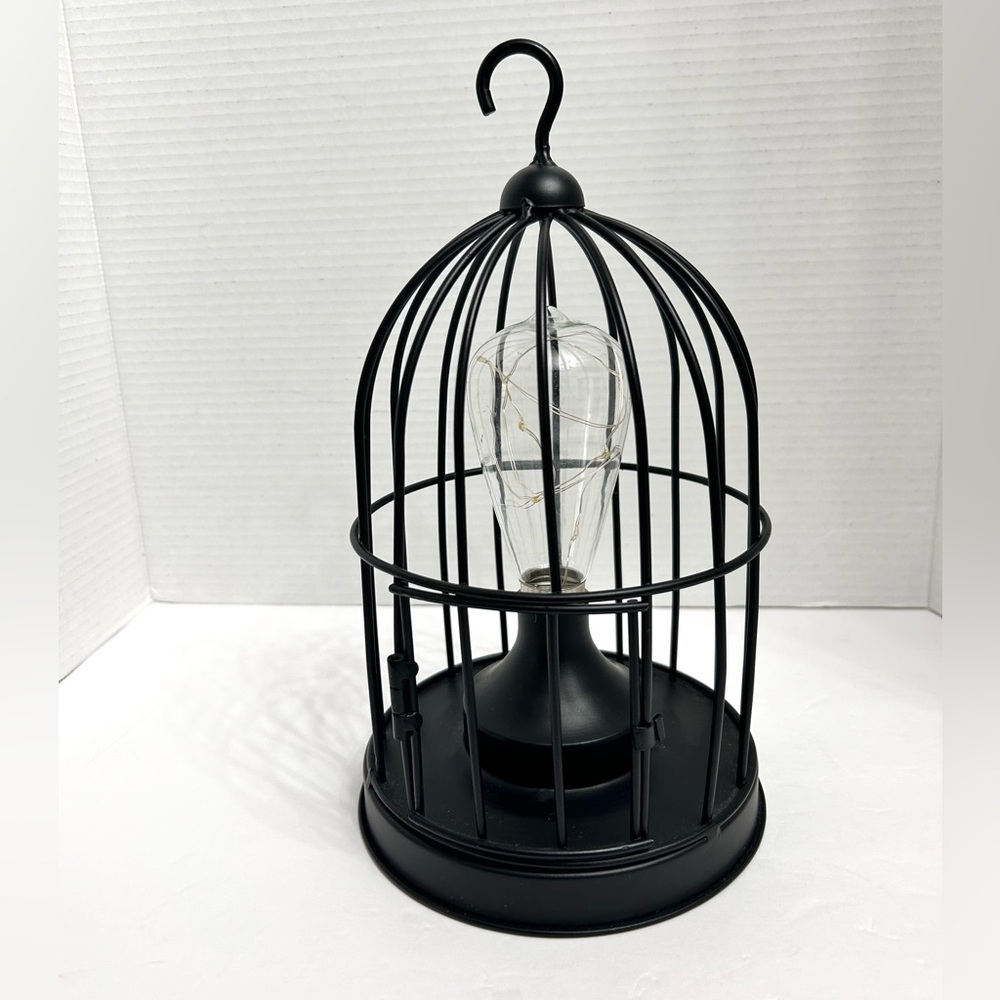 Black Metal Birdcage Accent Lamp